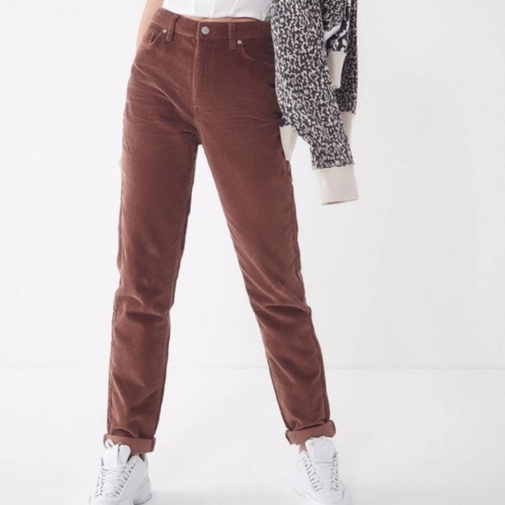 Mom High Rise Brown Corduroy Pants
